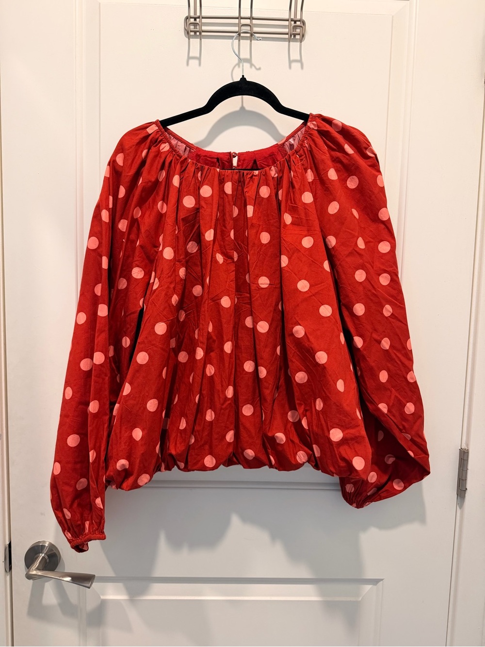 Maeve by Anthropologie Red
Polka Dot Poplin Bubble
Blouse Size XXL